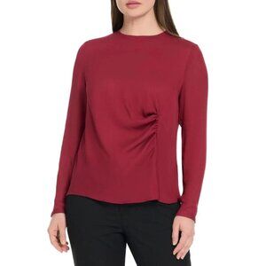 Ted Baker Womens Blouse Long Sleeves Crewneck Lightweight Dark Red NWT